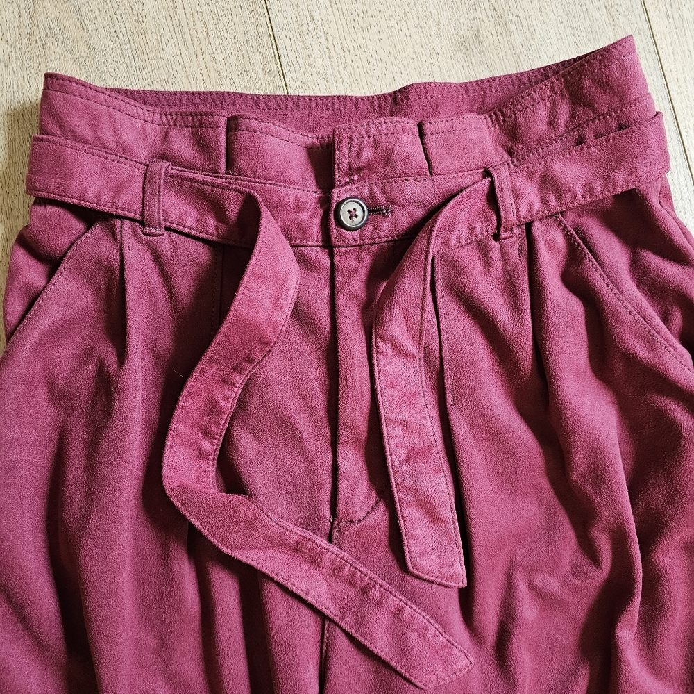 $128 Free People Nightfall Paper Bag Pants Trousers Queen Pomegranate - Picture 11 of 12